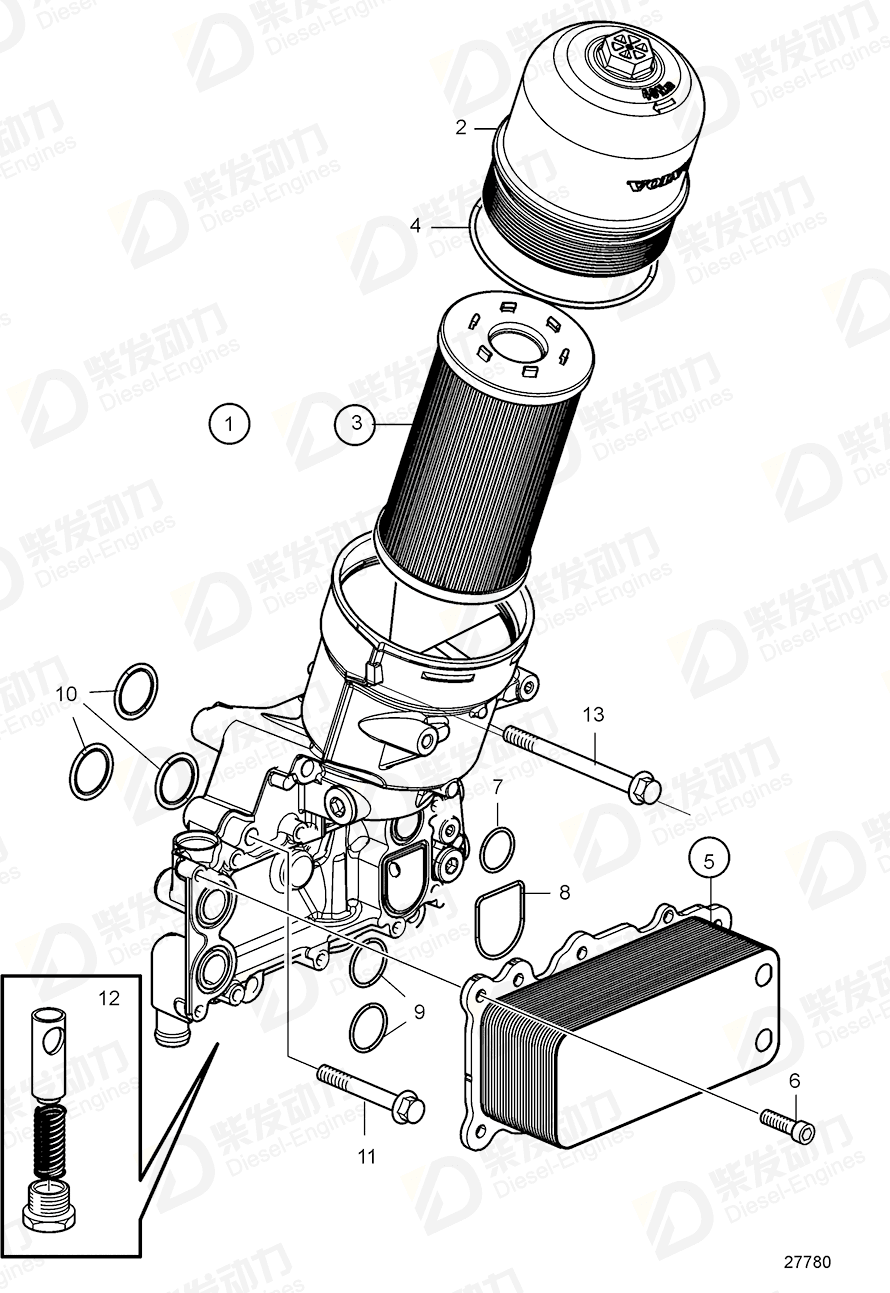 VOLVO Oil valve 22210731 Drawing